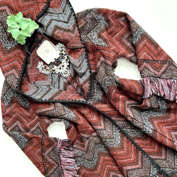 Anthropologie Hei Hei Mesilla Jacquard Fringe Cardigan Sweater Jacket Coat XS S - Picture 16 of 16